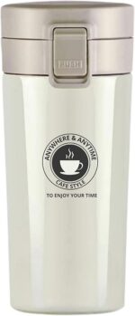 ⁦كوب حراري معزول بتفريغ الهواء من الستانلس ستيل بجدار مزدوج سعة 300 مل للشاي والقهوة والسفر مع غطاء قلاب ومصفاة شبكية للمشروبات الساخنة والباردة لمدة 5 ساعاتمن لوكي بوي (لون اسود قطعه واحدع)⁩ - الصورة ⁦3⁩