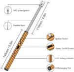 ⁦ولاعة كهربائية لون (ذهبي ) قابلة لاعادة الشحن بمنفذ USB مع رقبة طويلة مرنة مناسبة للمطبخ والأضواء ومواقد الغاز والشواء  من لوكي بوي⁩ - الصورة ⁦2⁩