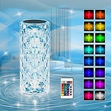 لمبة كريستال من زوبيالو مصباح مكتب قابل للتعتيم ب 6 اتجاهات مع 16 لون RGB ريموت كنترول قابلة لاعادة الشحن بمنفذ شحن USB لعيد الحب لغرفة المعيشة والمنزل والمكتب. برتقالي