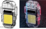 ⁦ولاعة كهربائية بقوس مزدوج قابلة لإعادة الشحن بمنفذ USB من لوكي بوي، ولاعة سخان رائعة بغلاف شفاف مقاوم للماء، مصباح يدوي سي او بي 3 أوضاع ومشبك جيب قابل للفصل للاستخدام اليومي (لون أسود)⁩ - الصورة ⁦2⁩