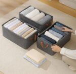 ⁦صندوق تخزين قماش كبير قابلة للطي مع مقابض لتنظيم الألعاب والكتب والأرفف والدواليب، صندوق تخزين كبير بمقابضمن لوكي بوي، 4 قطع (صندوق تخزين كبير ، مجموعة من 4 قطع)⁩ - الصورة ⁦5⁩