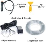 ⁦شريط اضاءة LED للسيارة بالوان RGB من لوكي بوي، مجموعات متعددة الالوان 5 في 1، الياف بصرية 6 متر، 16 مليون لون، مزامنة للموسيقى، محيطية بتيار مستمر 12 فولت، تحكم لاسلكي عبر التطبيق والبلوتوث⁩ - الصورة ⁦6⁩