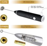 ⁦أداة خفق اللبن قابلة لإعادة الشحن وتحمل باليد وتعمل بـ3 سرعات قابلة للتعديل لصنع القهوة واللاتيه والكابتشينو مع مضرب إضافي للبيض⁩ - الصورة ⁦6⁩