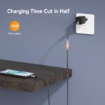 ⁦شاحن حائط بمنفذين USB C PD/PPS للشحن السريع بقدرة 25 وات منlokyboy لموبايل سامسونج جالاكسي S24/S23/S22+/S21 الترا/بلس/ S20/ نوت 20/ زد فولد 5 (أسود)⁩ - الصورة ⁦4⁩