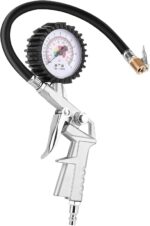 مقياس ضغط الإطارات مع منفاخ الهواء من لوكي بوي (0-170 PSI) - مقياس ضغط الهواء مع خرطوم مطاط - ملحق ضاغط هواء بقطر 5 سم لإطارات السيارات والشاحنات والموتوسيكلات والمقطورات