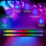 ⁦بار اضاءة LED لاسلكي قابل لاعادة الشحن بالوان RGB متناغمة ومبتكرة تتغير مع صوت الموسيقى، اضاءة 8 اوضاع بالوان الطيف بالتزامن مع صوت الموسيقى 32 بت للسيارة وكمبيوتر الالعاب - قطعتين، أسود من لوكي بوي⁩ - الصورة ⁦3⁩