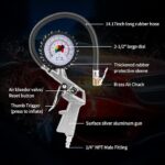 ⁦مقياس ضغط الإطارات مع منفاخ الهواء من لوكي بوي (0-170 PSI) - مقياس ضغط الهواء مع خرطوم مطاط - ملحق ضاغط هواء بقطر 5 سم لإطارات السيارات والشاحنات والموتوسيكلات والمقطورات⁩ - الصورة ⁦2⁩