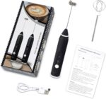 ⁦أداة خفق اللبن قابلة لإعادة الشحن وتحمل باليد وتعمل بـ3 سرعات قابلة للتعديل لصنع القهوة واللاتيه والكابتشينو مع مضرب إضافي للبيض⁩ - الصورة ⁦4⁩