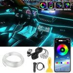 شريط اضاءة LED للسيارة بالوان RGB من لوكي بوي، مجموعات متعددة الالوان 5 في 1، الياف بصرية 6 متر، 16 مليون لون، مزامنة للموسيقى، محيطية بتيار مستمر 12 فولت، تحكم لاسلكي عبر التطبيق والبلوتوث