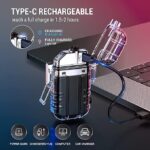 ⁦ولاعة كهربائية بقوس مزدوج قابلة لإعادة الشحن بمنفذ USB من لوكي بوي، ولاعة سخان رائعة بغلاف شفاف مقاوم للماء، مصباح يدوي سي او بي 3 أوضاع ومشبك جيب قابل للفصل للاستخدام اليومي (لون أسود)⁩ - الصورة ⁦7⁩