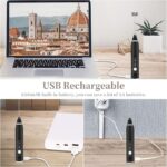 ⁦اداة خفق اللبن كهربائية محمولة باليد وقابلة لاعادة الشحن بمنفذ USB و3 سرعات قابلة للتعديل مع 3 مضارب من الستانلس ستيل مناسبة لصناعة قهوة البوليت بروف واللاتيه والماتشا والكابتشينو من لوكي بوي⁩ - الصورة ⁦2⁩