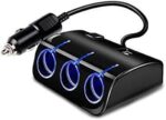 مشترك ولاعة سيارة 3 مخرج و2 يو اس بى، لهاتف خلوي، USB، أسود من لوكي بوي
