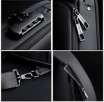 ⁦شنطة كتف جلدية للرجال من كيمايا، كروس رفيعة مع قفل بسحاب بكلمة مرور ومنفذ شحن USB، صدر مقاومة للماء للاستخدام اليومي والاغراض الصغيرة، أسود من لوكي بوي⁩ - الصورة ⁦2⁩