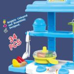 ⁦مجموعة العاب مطبخ صغيرة للاطفال باللون الازرق والاطفال الصغار من لوكي بوي مجموعة اكسسوارات المطبخ للعب التظاهري بمطبخ مع اكسسوارات طعام وطبخ للعب (مقاس صغير)⁩ - الصورة ⁦2⁩